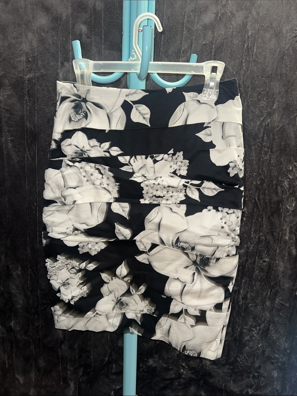 White House Black Market Black skirt with white floral lining